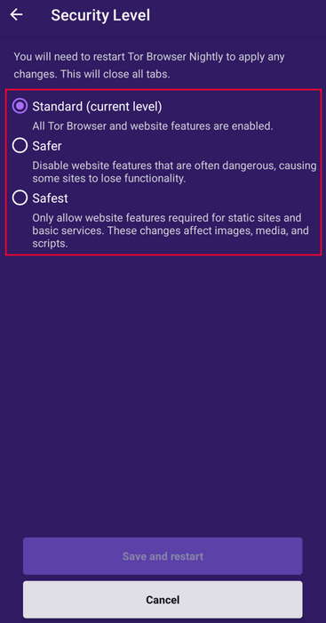 Change the Security Level