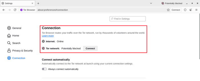 Connection Test unsuccessful