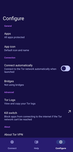 Configuring Tor VPN to connect automatically on every launch.